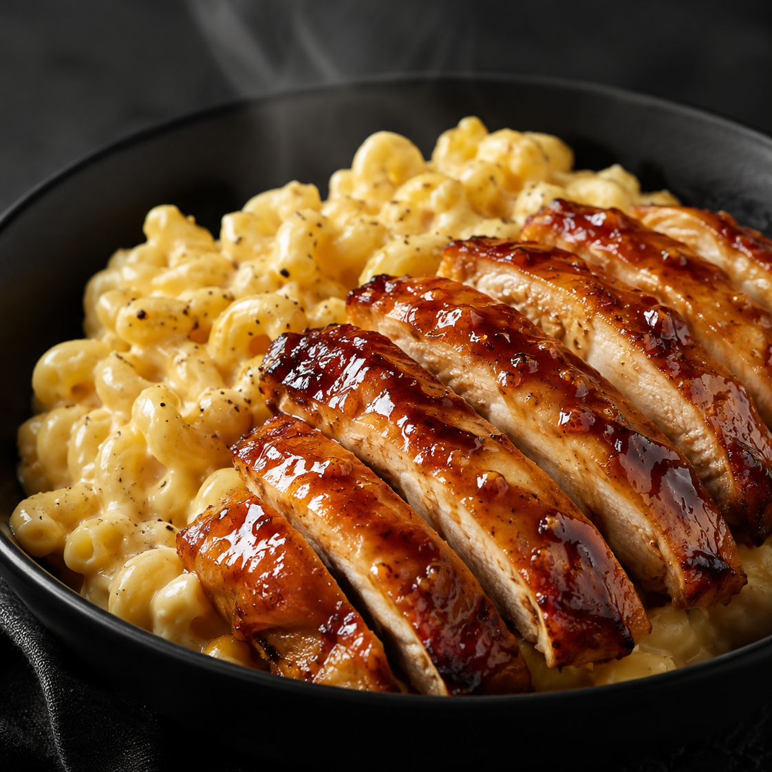 Cottage Mac and Cheese with Honey Glazed Chicken